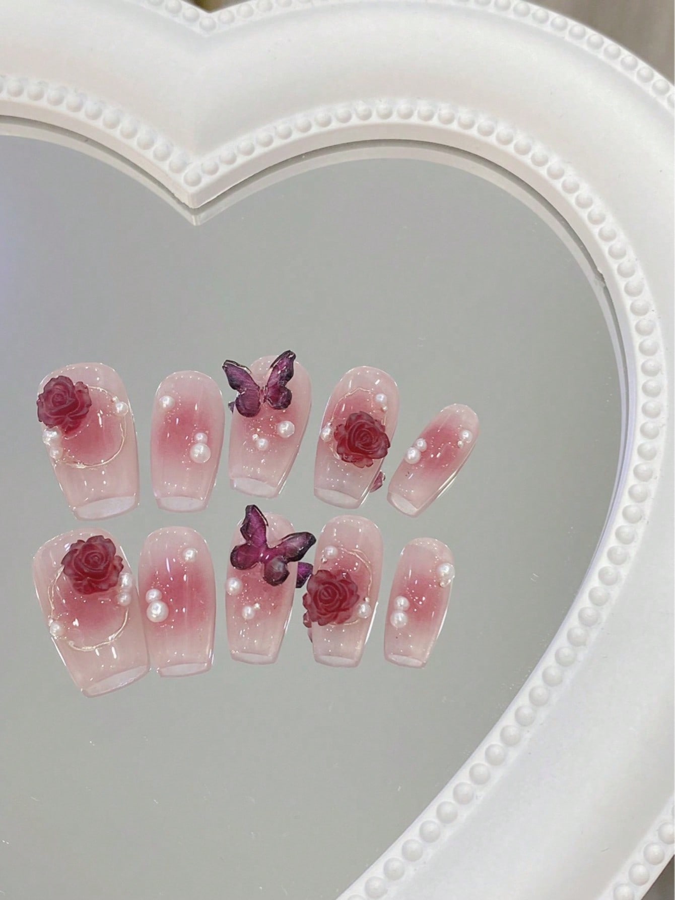 Spring nails Short Square Faux Nail