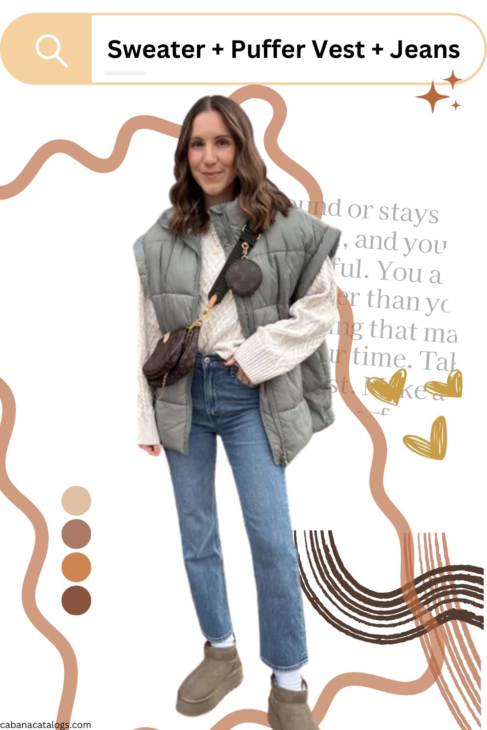 Cute Outfits To Wear With Ugg Boots with Puffer Vest