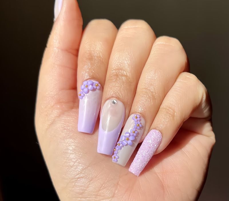 Pastel lavender spring nails