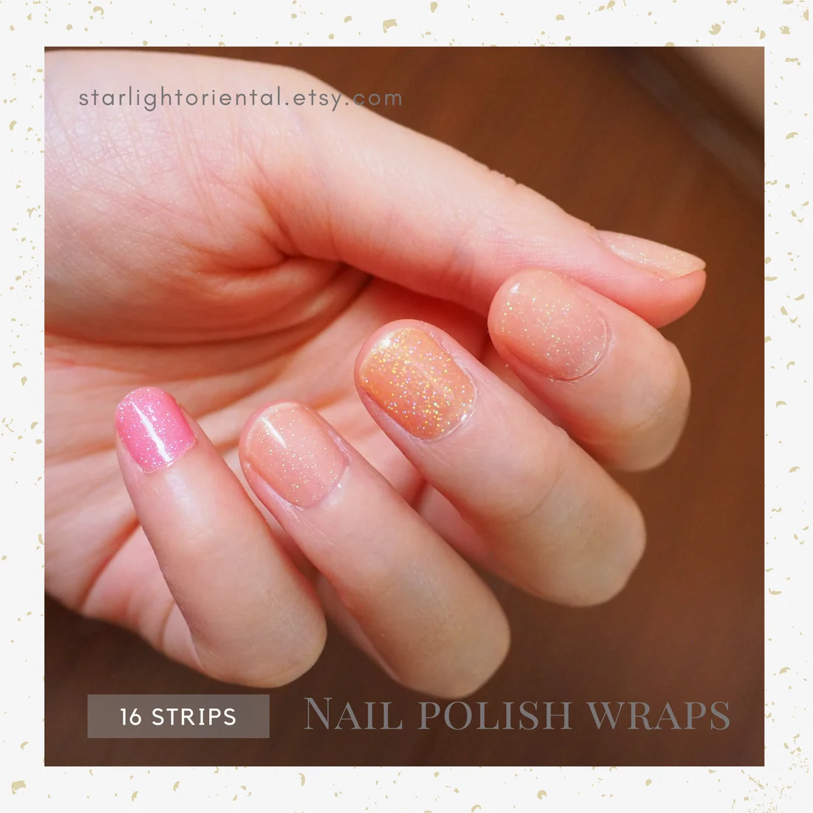 Iridescent Glitter Nail Wraps Translucent Pink