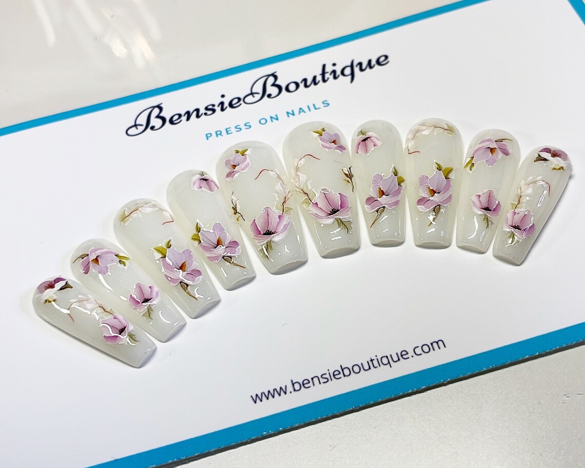 Lilac flowers spring nails