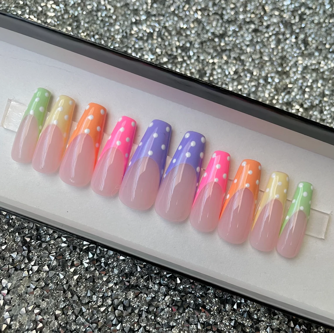 polka dots french tips
