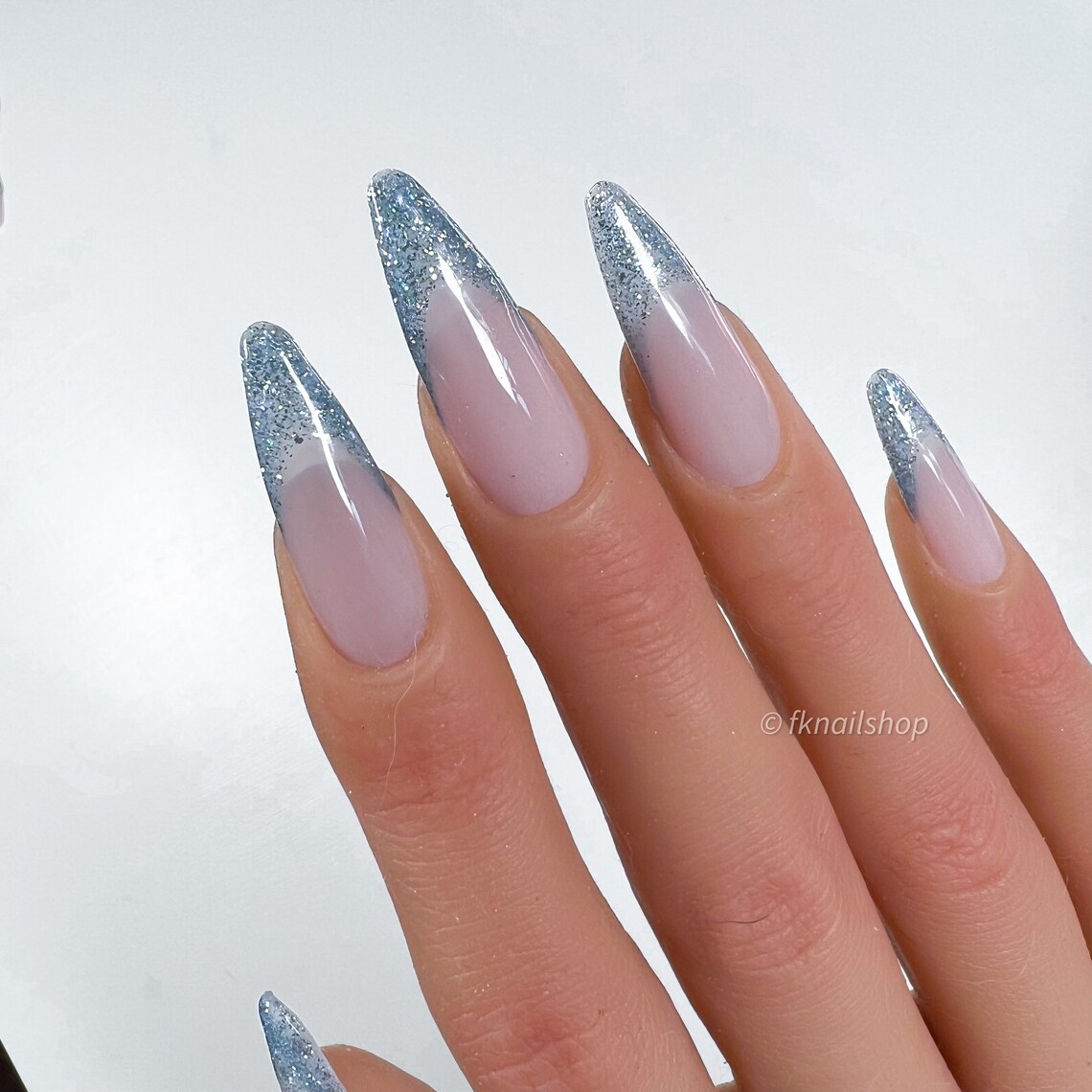 Baby Blue Glitter French Tip