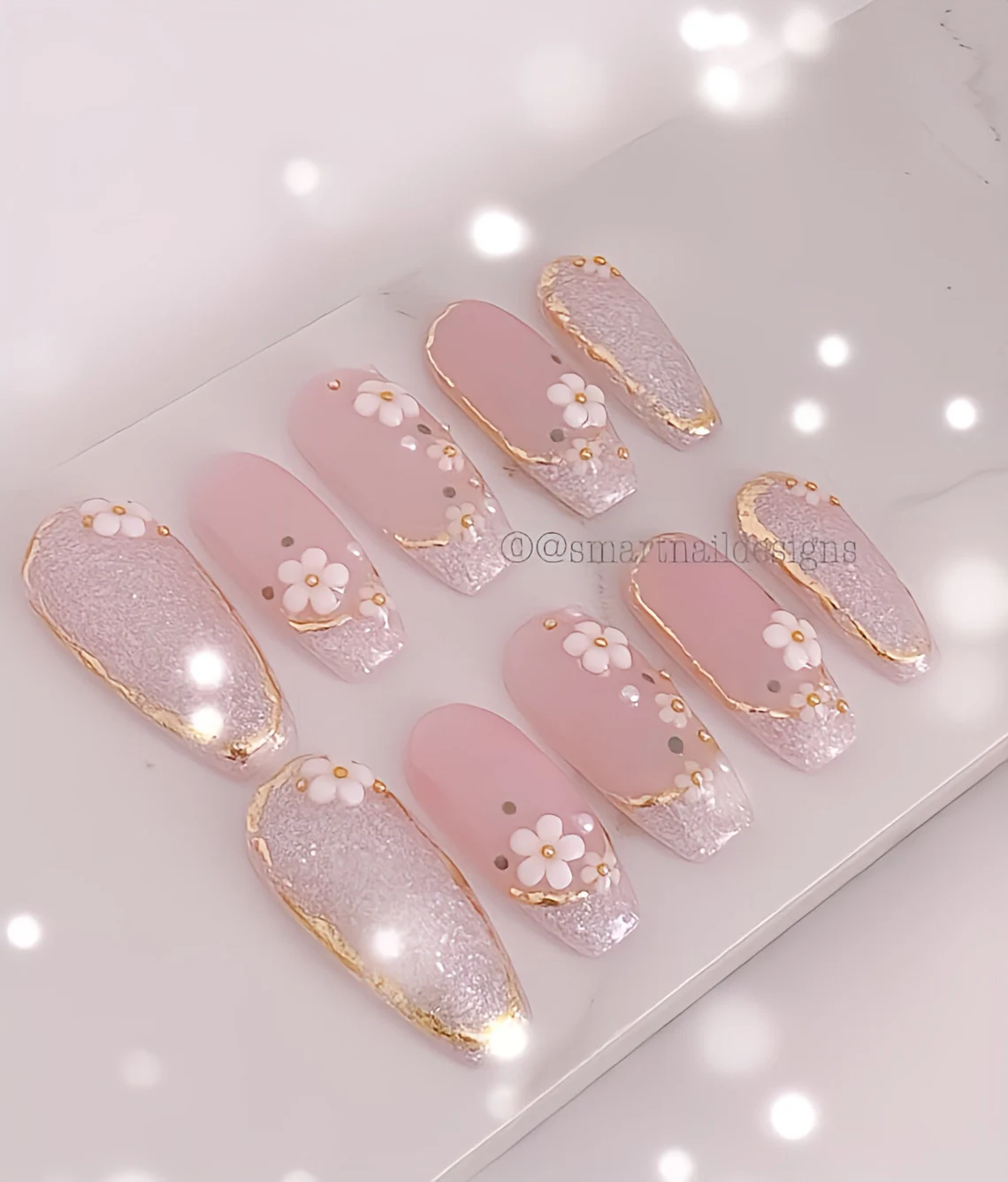 French Press on Nails in Aurora Daisy