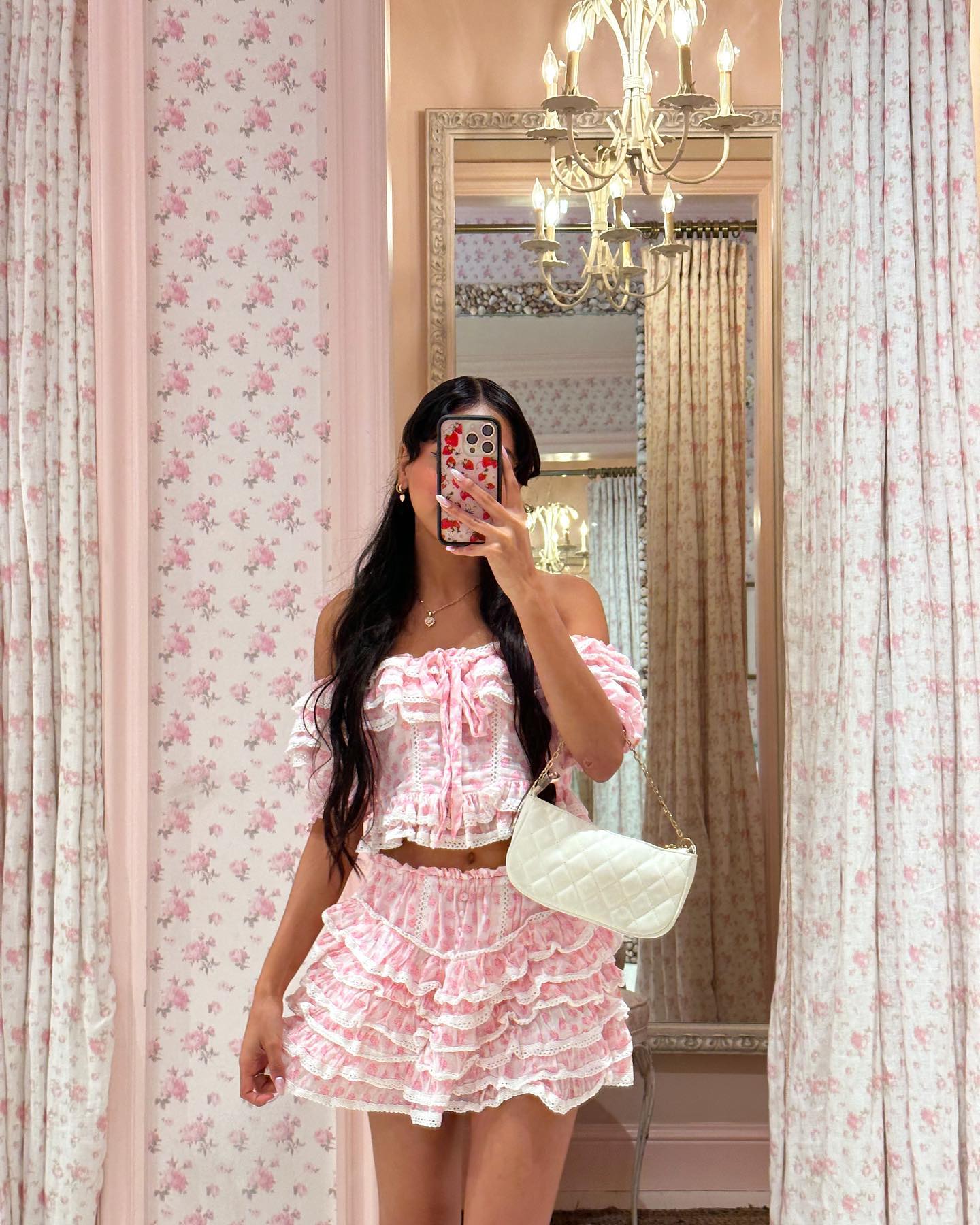 Ruffled Blouse and Midi Skirt Combo