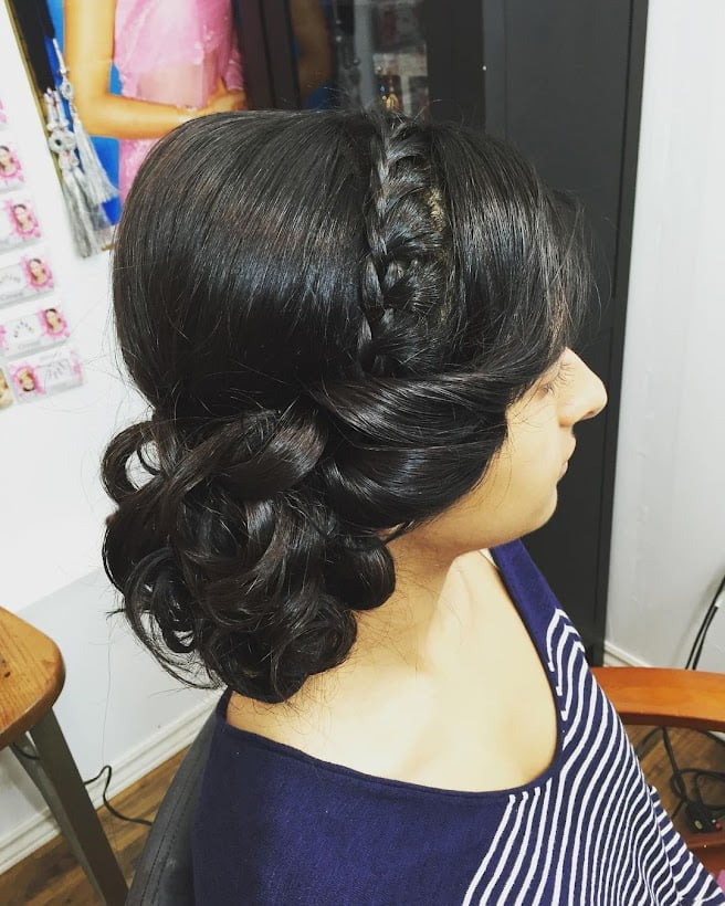 Bridesmaid Hairstyles Medium Length: Side Updo With Braid